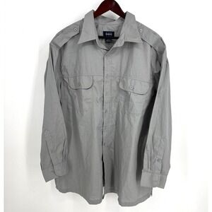 NWT Mens Shirt-HARBOR BAY Gray Cotton Blend Button-Down Long Sleeves 2XL Pockets